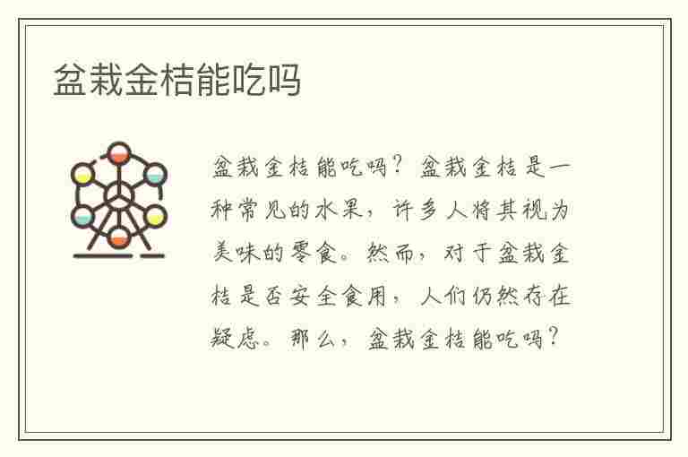 盆栽金桔能吃吗(盆栽金桔能吃吗有毒吗)